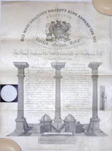 Bro James Cuthbert Grand Lodge Certificate